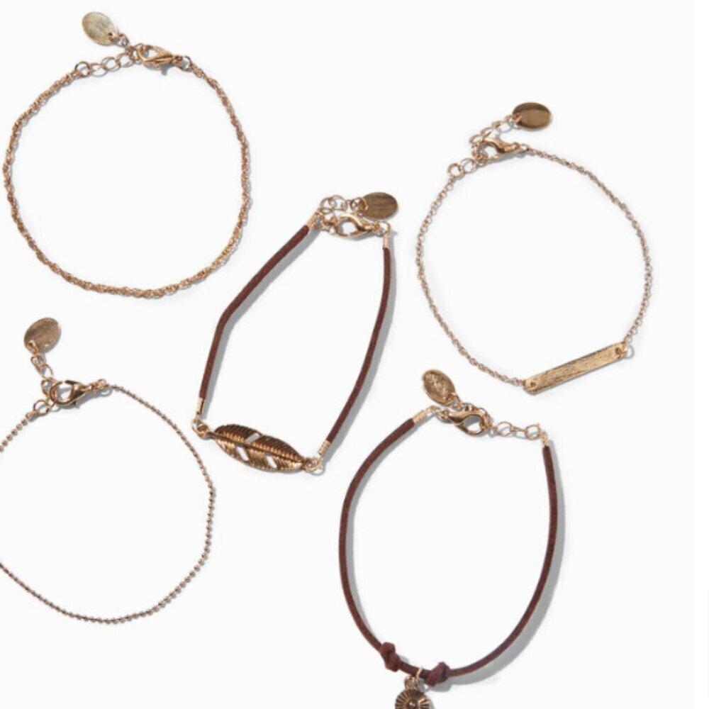 Icing Rose Gold Feather Bracelet Set